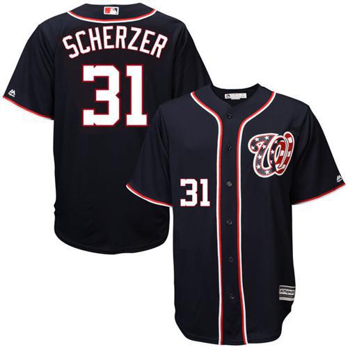 Nationals #31 Max Scherzer Navy Blue New Cool Base Stitched MLB Jersey - Click Image to Close